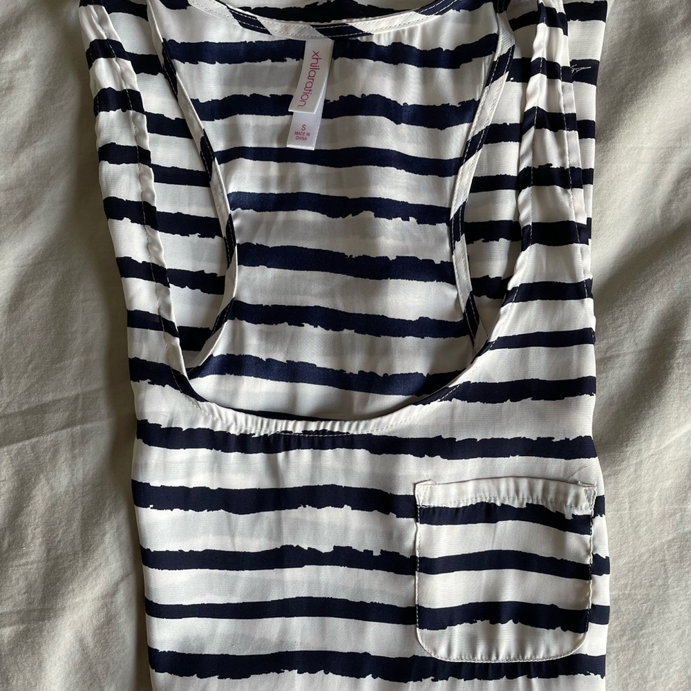 Small blue and white striped racerback tank top - Picture 3 of 5